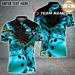 Maxcorners King Crown Golden Pattern Bowling Jersey Multicolor Option Customized Name, Team Name 3D Polo Shirt