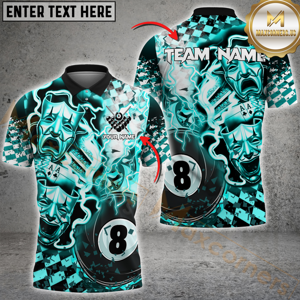 Maxcorners Billiard Ball 8 Pool Electric Theatrical Multicolor Options Personalized Name, Team Name 3D Shirt