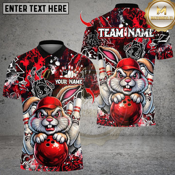 Maxcorners Bunny Bowling With Angry Pins Multicolor Customized Name, Team Name 3D Shirts