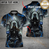 Maxcorners Billiard Ball 8 Pool Skull Hell Throne Personalized Name & Team Name Shirt (4 Colors)