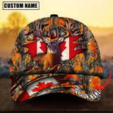 Maxcorners Deer Hunting Canadian Flag Camouflage Pattern Multicolor Personalized Name 3D Cap