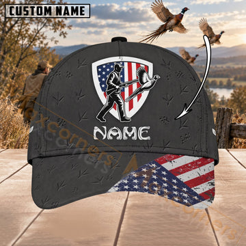 Maxcorners Upland Bird Hunting Patriotic Hunter Dog Logo Personalized Name 3D Cap