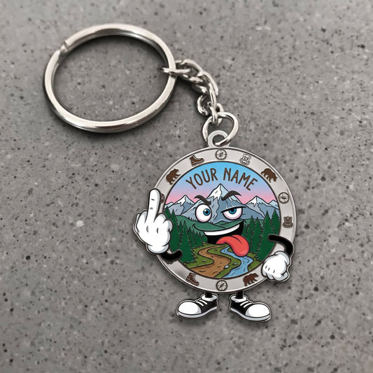 Maxcorners Hiking Funny Mountain Compass Character Customized Name 3D Keychain And Ornament