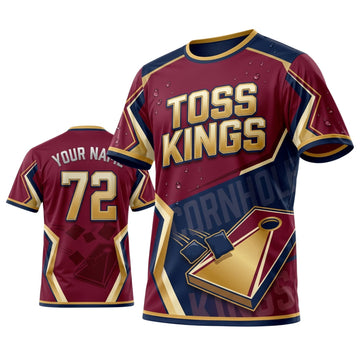 Maxcorners Cornhole Toss Kings Burgundy Board Personalized Name 3D Unisex Shirt
