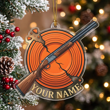 Maxcorners Clay Shooting Shotgun And Clay Target Customized Name 3D Keychain And Ornament
