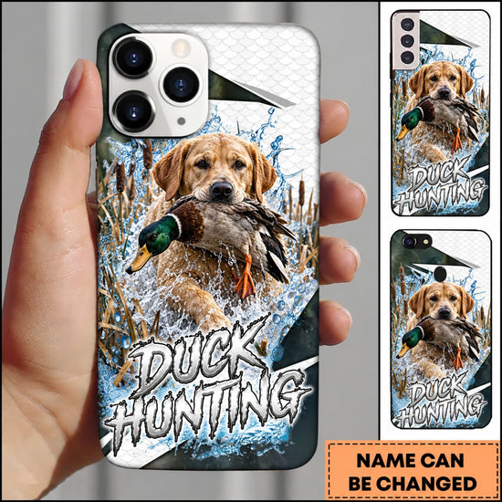 Maxcorners Duck Hunting German Shorthaired Pointer White Blue Water Splash Personalized Name 3D Phone Case - Yellow Labrador Retriever