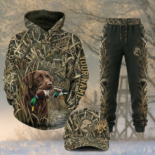 Maxcorners Duck Hunting German Shorthaired Pointer Woodland Grass Camo Personalized 3D Shirts
