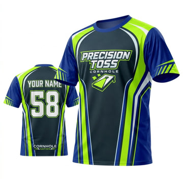 Maxcorners Cornhole Precision Toss Neon Green Blue Personalized Name 3D Unisex Shirt