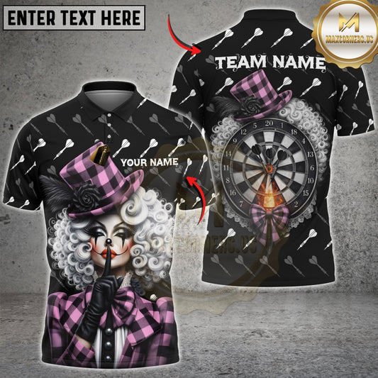 Maxcorners Darts Gothic Sexy Clown Girl Green Plaid Multicolor Customized Name, Team Name 3D Shirts