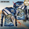 Maxcorners Fishing Blue Lava Smoke Silver Line Design Custom Name & Team Name 3D Shirts