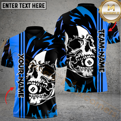 Maxcorners Billiard Flaming Skull 8-Ball Multicolor Customized Name, Team Name 3D Shirts