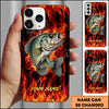 Maxcorner Fishing Fire Flame Background Personalized Name 3D Phone Case (10 Fish Species)