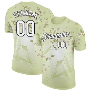 Maxcorners Pickleball Ball Paddle Light Green Cherry Blossom Dynamic Smashing Personalized Name 3D Unisex Shirt
