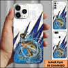 Maxcorners Fishing Phone Case Jumping Water Splash Blue Lightning Scale Pattern Personalized Name Phone Case (8 Fish Species)