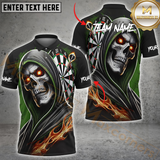 Maxcorners Darts Skull Paint Color Multicolor Options Personalized Name, Team Name 3D Shirt