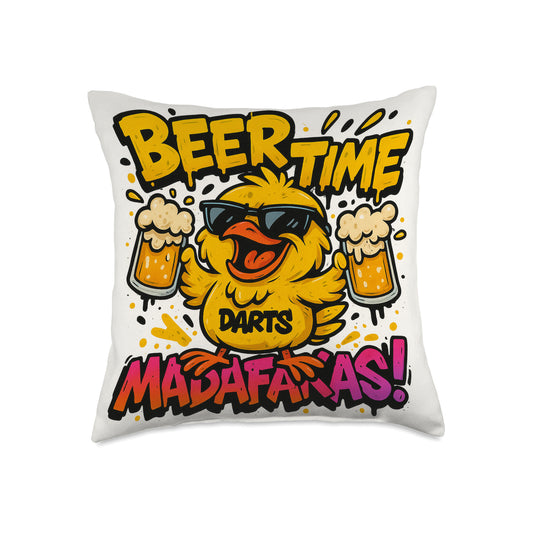 Maxcorners Darts Beer Time Funny Duck Cartoon Customized Name 3D Pillow
