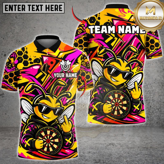 Maxcorners Darts Cool Bee Hornet Sunglasses Middle Finger Target Board Graffiti Artwork Multicolor Customized Name, Team Name 3D Shirts