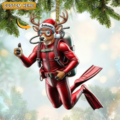 Maxcorners Personalized Scuba Diver Deer Hunting Acrylic Christmas Ornament And Keychain Custom Gift For Hunters 2D Flat