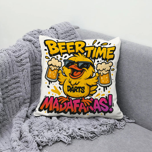 Maxcorners Darts Beer Time Funny Duck Cartoon Customized Name 3D Pillow