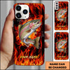 Maxcorner Fishing Fire Flame Background Personalized Name 3D Phone Case (10 Fish Species)