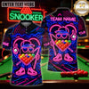 Maxcorners Billiards Wear Abstract Neon Mascot Multicolor Customized Name 3D Shirt