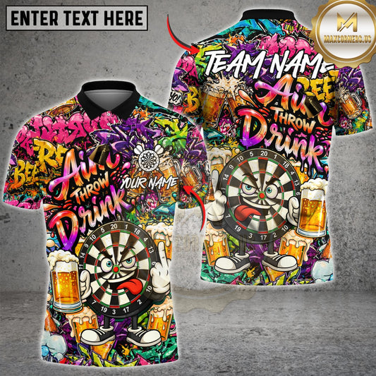 Maxcorners Darts Beer Graffiti Dartboard Character Funny Drunk Multicolor Customized Name, Team Name 3D Shirts