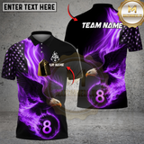 Maxcorners Billiard Ball 8 Eagle Flag Flame Personalized Name Shirt (4 Colors)