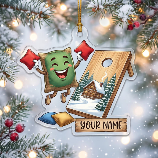 Maxcorners Cornhole Green Bag Player Design Customized Name 3D Keychain And Ornament