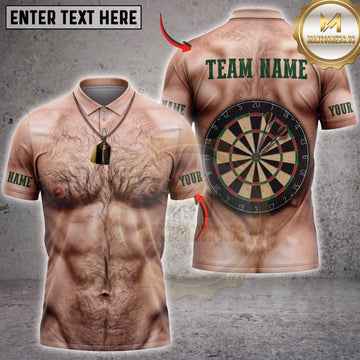 Maxcorners Darts Hairy Chest Body Classic Dartboard Personalized Name 3D Unisex Shirt