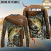 Maxcorners Fishing Leather Pattern Personalized Name, Team Name Long Sleeve Shirt