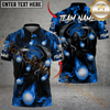 Maxcorners Flaming Reaper Strike Golf Polo Personalized Name, Team Name 3D Shirt (4 Colors)