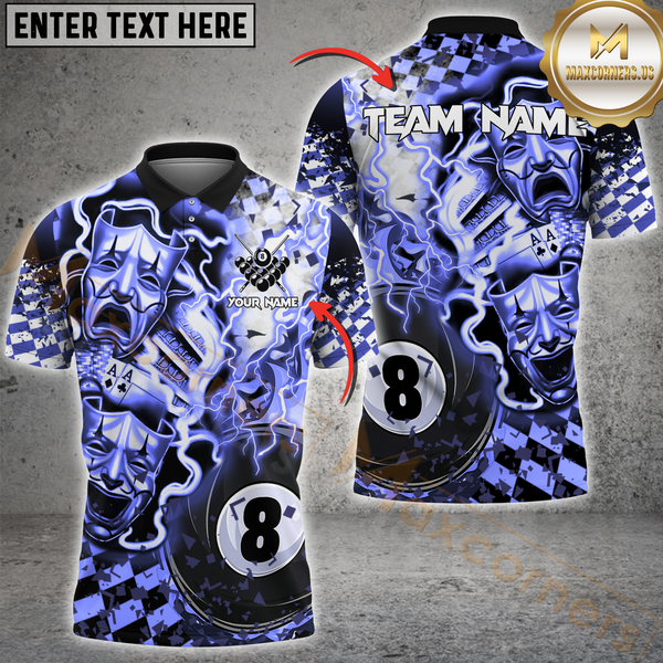 Maxcorners Billiard Ball 8 Pool Electric Theatrical Multicolor Options Personalized Name, Team Name 3D Shirt