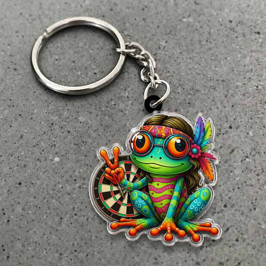 Maxcorners Darts Hippie Frog 3D Keychain And Ornament