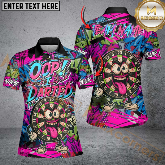 Maxcorners Darts Funny Graffiti Oop! I Darted Multicolor Customized Name, Team Name 3D Shirt For Women