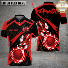 Maxcorners Bowling Thunder Falling Pattern Multicolor Customized Name, Team Name 3D Shirts