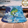 Maxcorners Fishing Bright Ocean Wave Splash Personalized 3D Bucket Hat (13 Fish Species)