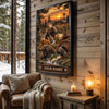 Maxcorners Moose Hunting Winter Blue Mountain Personalized Canvas Wall Art