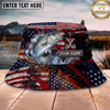 Maxcorners Fishing American Flag Personalized Name 3D Bucket Hat (12 Fish Species)