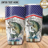 Maxcorners Fishing Tumbler Patriotic Flag Technical Blueprint Design Personalized Name Tumbler (13 Species)