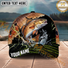 Maxcorners Fishing Gold Scale Lightning Splash Personalized Name 3D Cap (12 Fish Species)