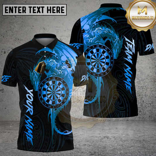 Maxcorners Darts Shirt Golden Dragon Dartboard Swirl Design Multioptions Personalized Name, Team Name 3D Shirt (4 Colors)