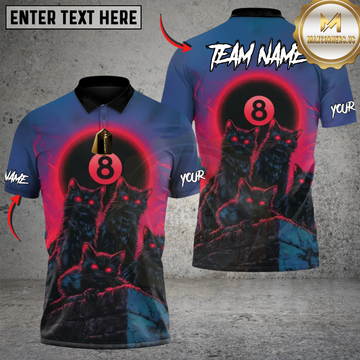 Maxcorners Billiard Blood Moon Cat Pack Multicolor Customized Name, Team Name 3D Shirts