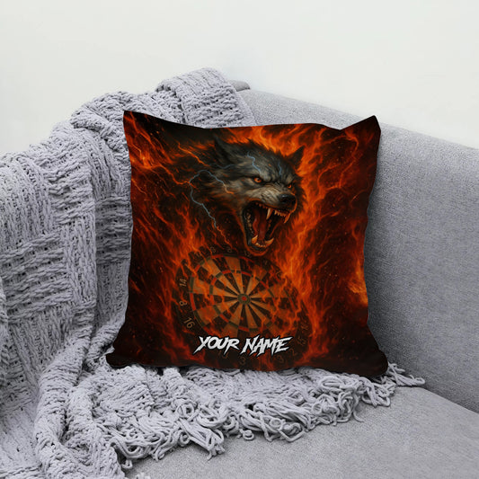 Maxcorners Darts Fire Wolf Lightning Multicolor Customized Name 3D Pillow