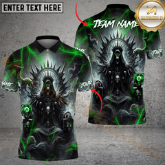 Maxcorners Billiard Ball 8 Pool Skull Hell Throne Personalized Name & Team Name Shirt (4 Colors)