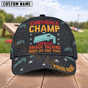 Maxcorners Cornhole Champ Smack Talkin’ Boss Of The Toss Design Personalized Name 3D Cap