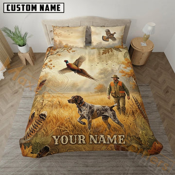 Maxcorners Pheasant Hunting Golden Meadow Scene Bedding Set 3D Print Custom Name