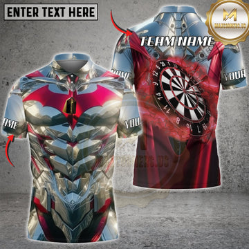 Maxcorners Darts Silver Red Mechanical Armor Monochrome Dartboard Personalized Name 3D Unisex Shirt