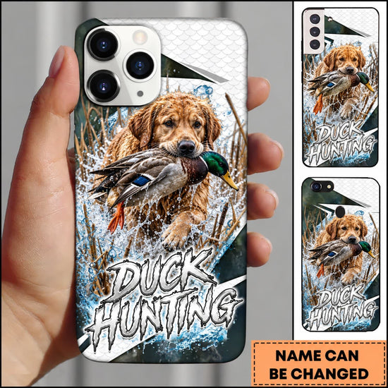 Maxcorners Duck Hunting German Shorthaired Pointer White Blue Water Splash Personalized Name 3D Phone Case - Golden Retriever