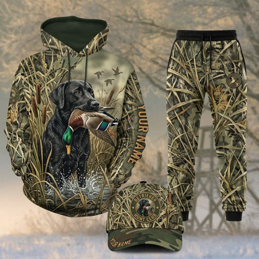 Maxcorners Duck Hunting Chocolate Labrador Woodland Grass Camo Personalized 3D Shirts