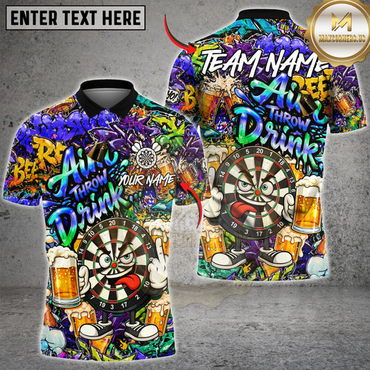 Maxcorners Darts Beer Graffiti Dartboard Character Funny Drunk Multicolor Customized Name, Team Name 3D Shirts